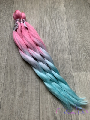 Канекалон Cocktail Rainbow 3-115 (Pink/L Pink/L Mint) (100г/140см)