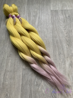 Канекалон Cocktail braid OMB 2-1 (Yellow/Rose) (100г/140см)