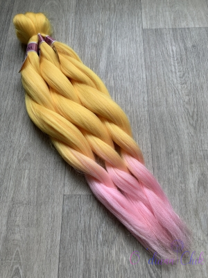 Канекалон Cocktail braid OMB 2-2 (Yellow/L Pink) (100г/140см)