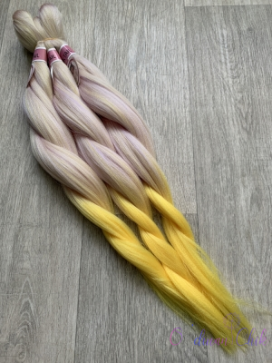 Канекалон Cocktail braid OMB 2-24 (Lavender/Yellow) (100г/140см)