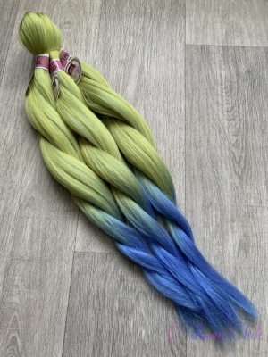 Канекалон Cocktail braid OMB 2-3 (Yellow/L Blue) (100г/140см)
