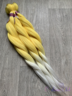 Канекалон Cocktail braid OMB 2-4 (Yellow/White) (100г/140см)