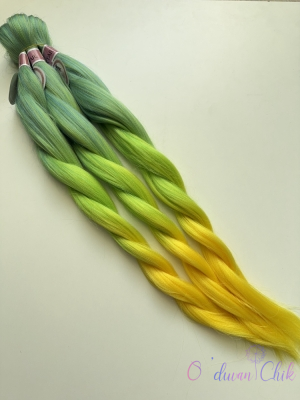 Канекалон Cocktail Rainbow 3-1 (L blue/Green/Yellow) (100г/140см)