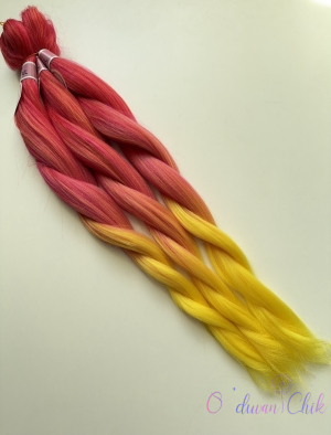 Канекалон Cocktail Rainbow 3-11 (Red/Hot plum/Yellow) (100г/140см)